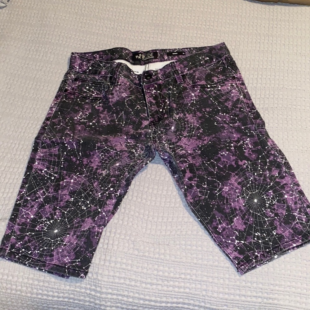 Galactic space pattern shorts in purple